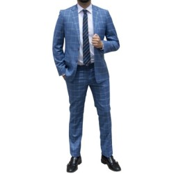 Abito Uomo 100% Cotone sartoriale Principe di Galles Celeste