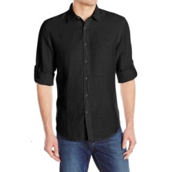 CAMICIA DA UOMO SLIM FIT CASUAL IN LINO S M L XL XXL UOMO FASHION MANICA LUNGA