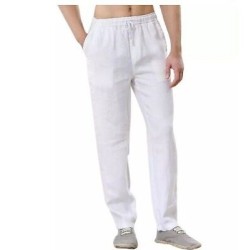 Pantaloni pantalacchi da uomo in lino cotone sartoriale primavera estivo-