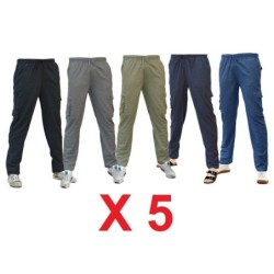 5 PEZZI PANTALONI PANTALACCI IN FRESCO COTONE CARGO TASCONI M L XL 2XL 3XL 4XL