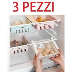 PACK DA 3 CESTINI CESTO DA FRIGO SALVA SPAZIO CONTENITORE ORGANIZZATORE PLASTICA