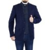 Giacca Uomo Sartoriale  Principe Di Galles Blu Navy Blazer Elegante Con Trapunta